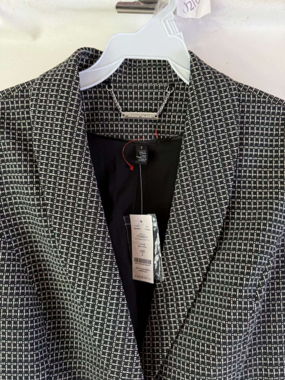New White House Black Market Blazer Jacket Grid Shawl Collar Jacket - Picture 6 of 10